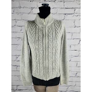 Carol Rose Sweater Womens Lp Cable Knit zip-up cabincore corpcore cozycore warm